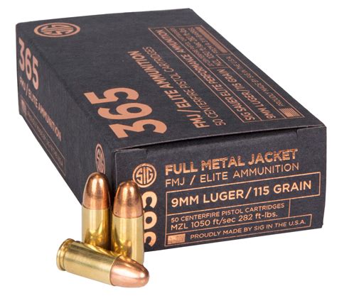 sig 365 full metal jacket ammo box|sig 365 elite performance ammo.